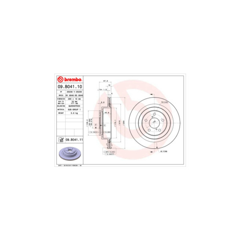 Гальмівний диск Brembo 09.B041.10