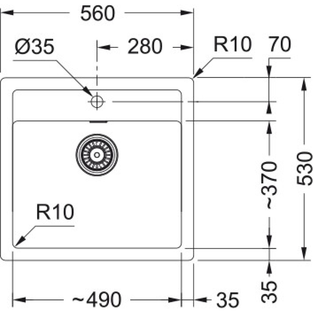Мийка кухонна Franke Sirius тектонайт, прямокут., без крила, 560х530х200мм, чаша - 1, врізна, бежевий