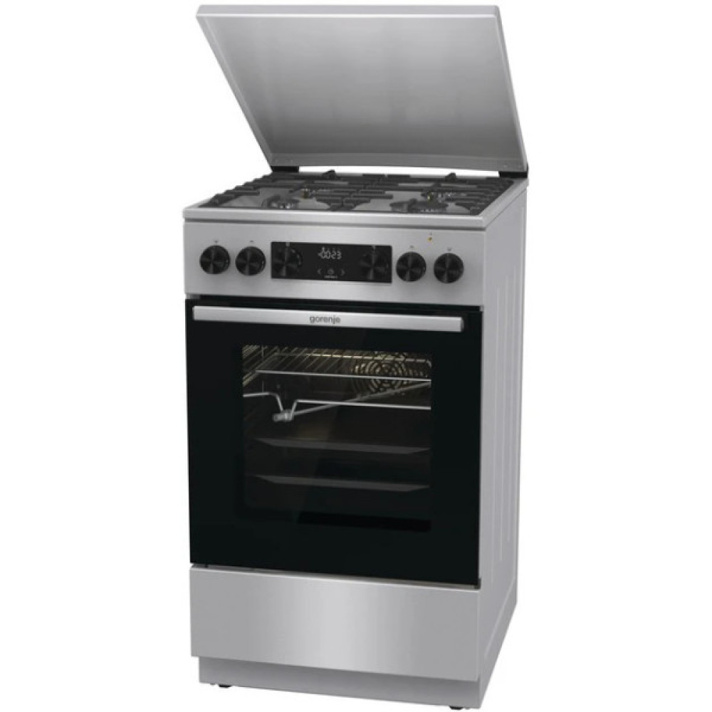 Плита Gorenje комбінована, 70л, 50x60см, метал. кришка, дисплей, чавун, нерж