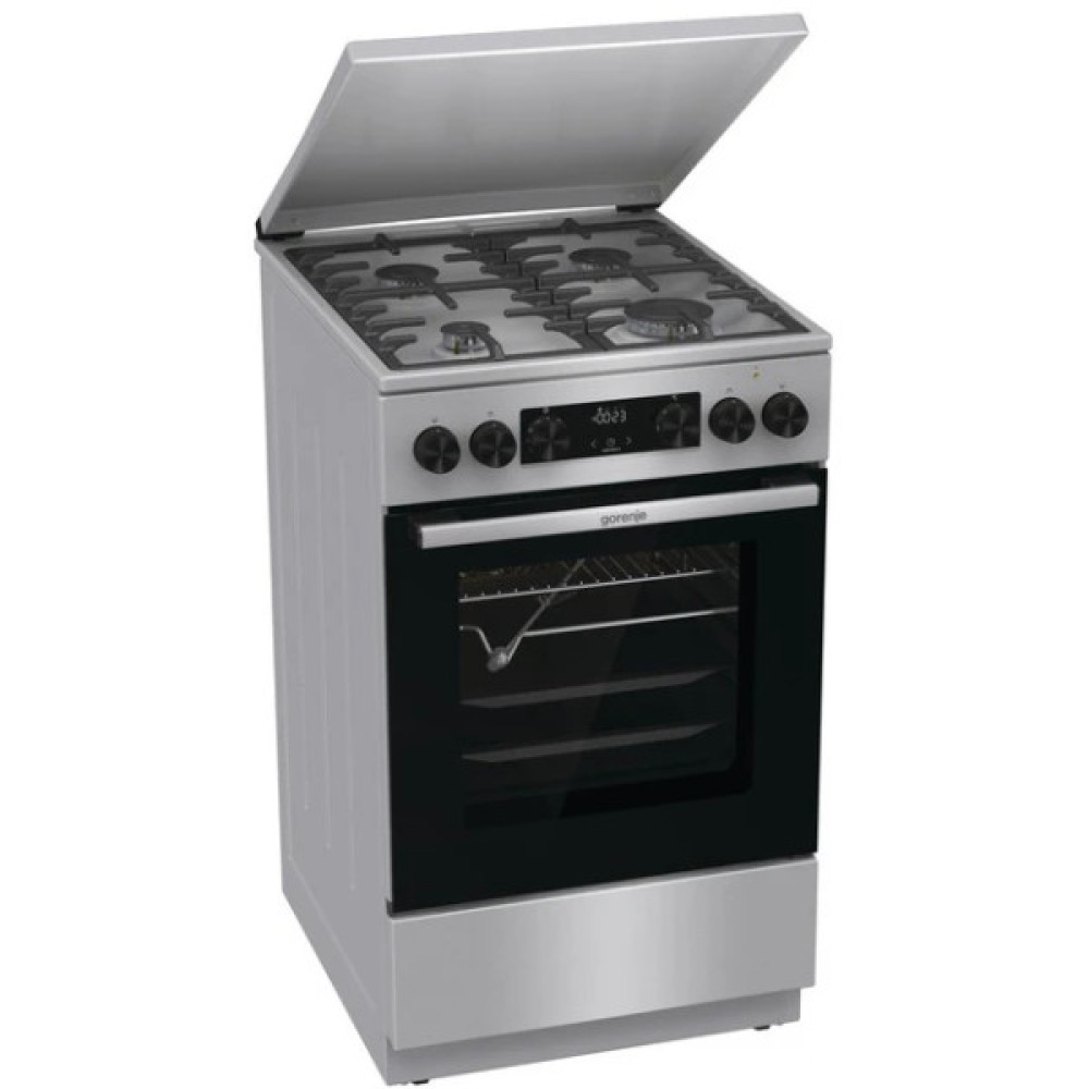 Плита Gorenje комбінована, 70л, 50x60см, метал. кришка, дисплей, чавун, нерж