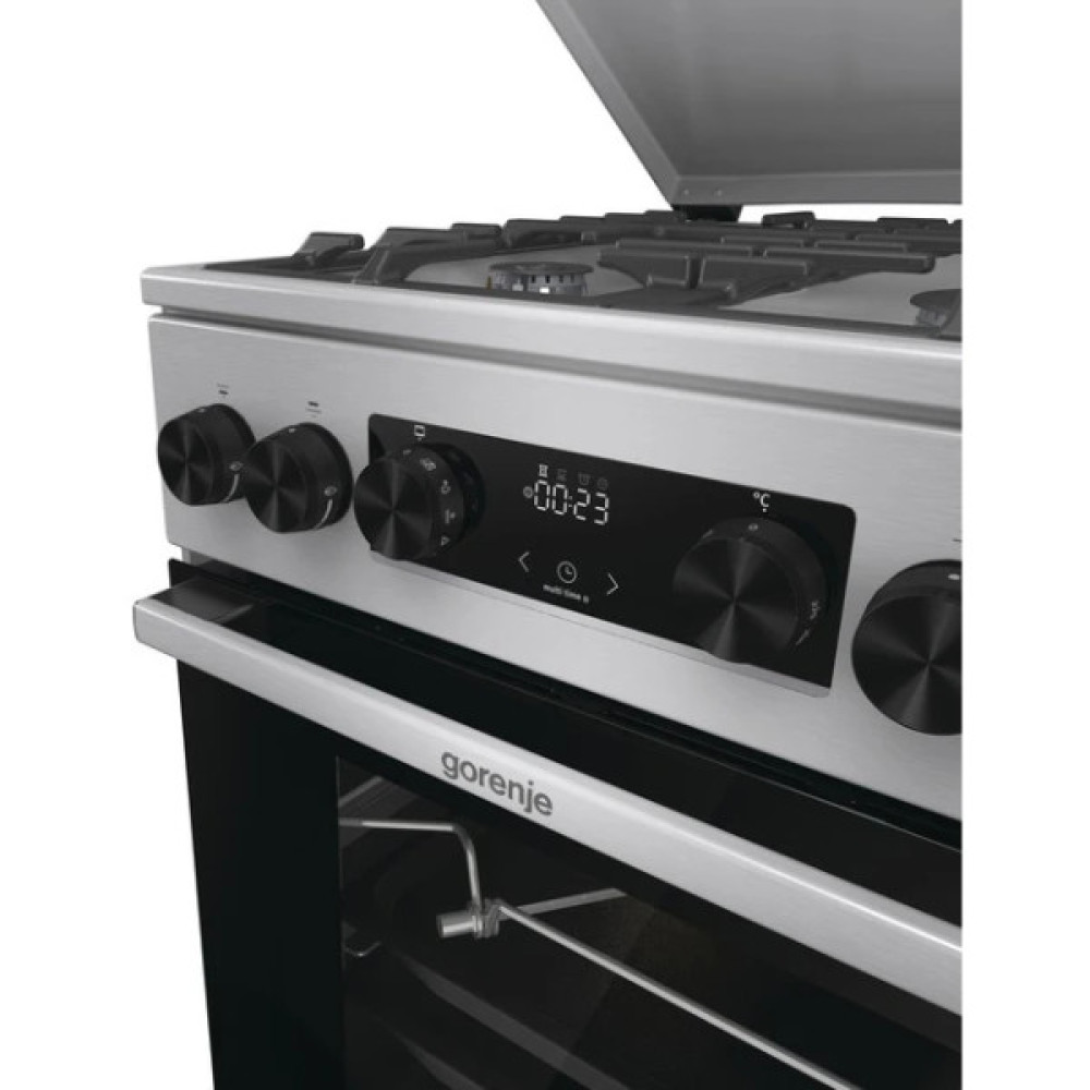 Плита Gorenje комбінована, 70л, 50x60см, метал. кришка, дисплей, чавун, нерж