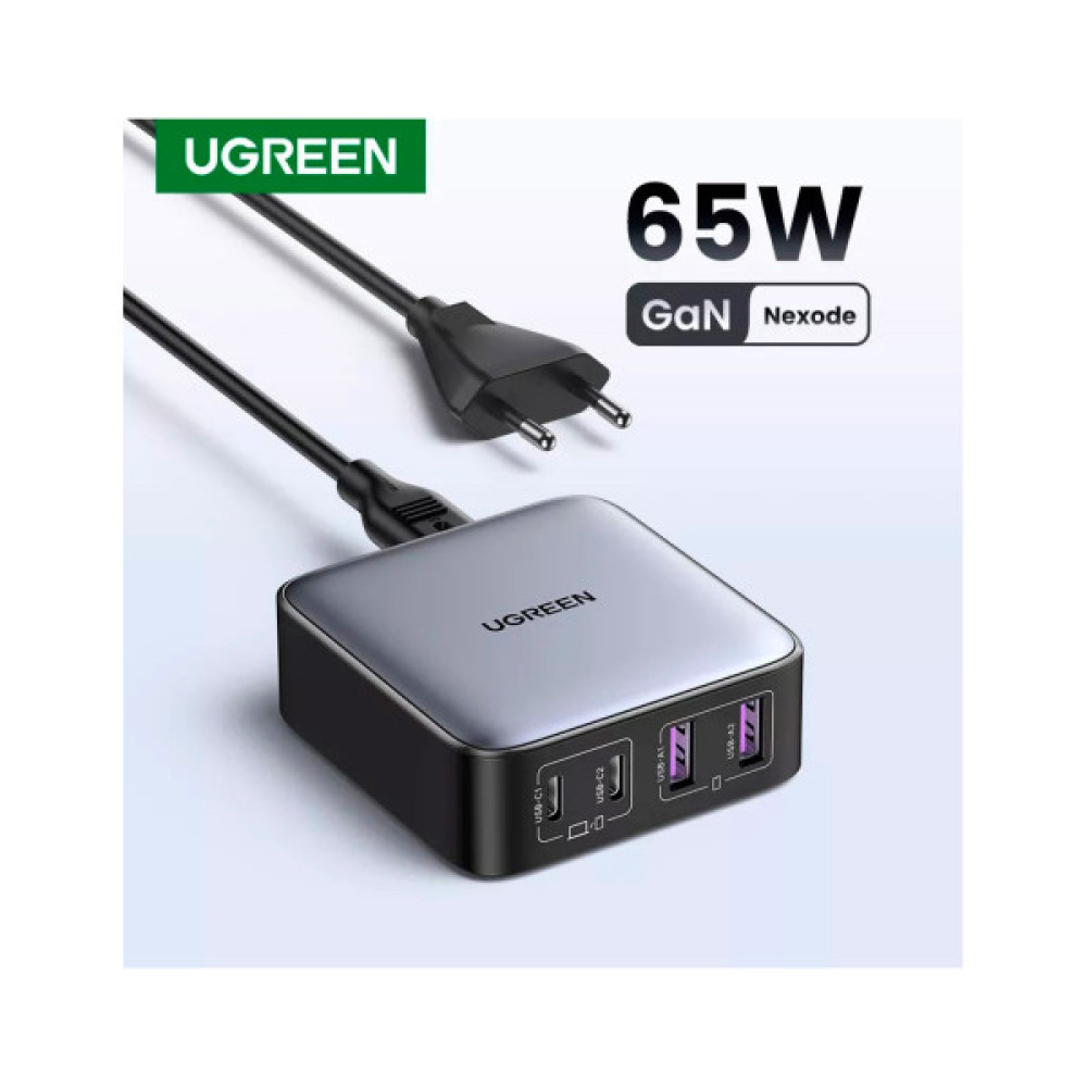 Зарядний пристрій Ugreen 4xUSB 65W (2хUSB-C+2xUSB-A) Gan CD327 (90747)