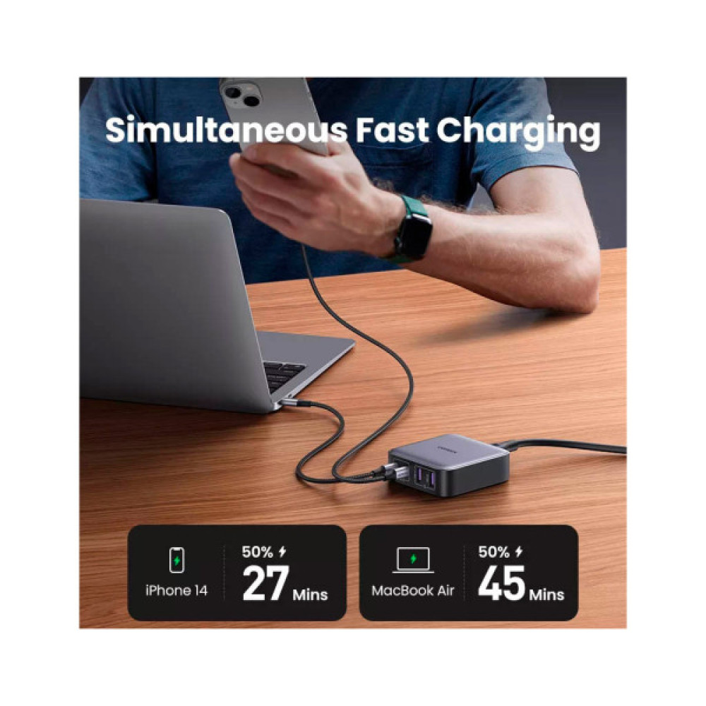 Зарядний пристрій Ugreen 4xUSB 65W (2хUSB-C+2xUSB-A) Gan CD327 (90747)