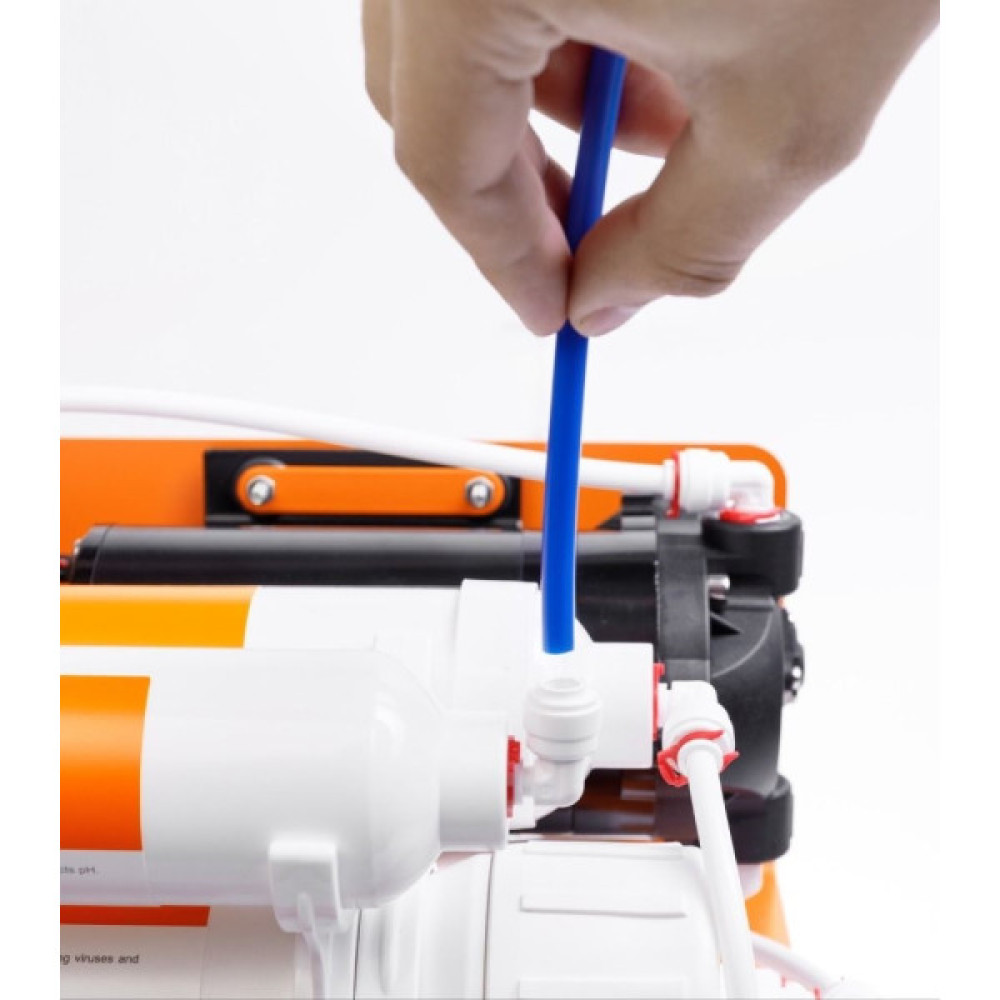 Фільтр зворотного осмосу Ecosoft Absolute з мінералізатором та помпою на станині, мембрана 75gpd DuPont, дренаж 1:1