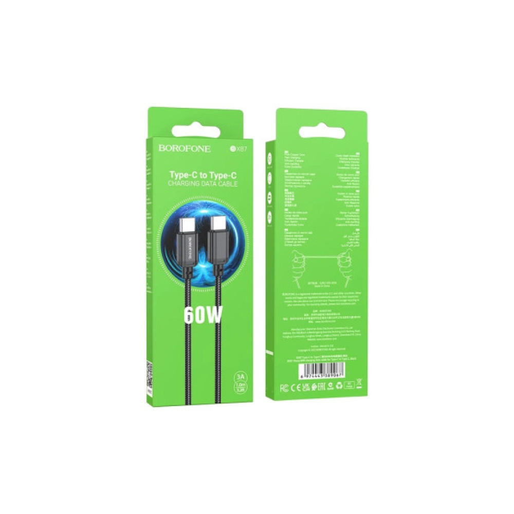 Дата кабель USB-C to USB-C 60W BX87 black BOROFONE (6974443389067)