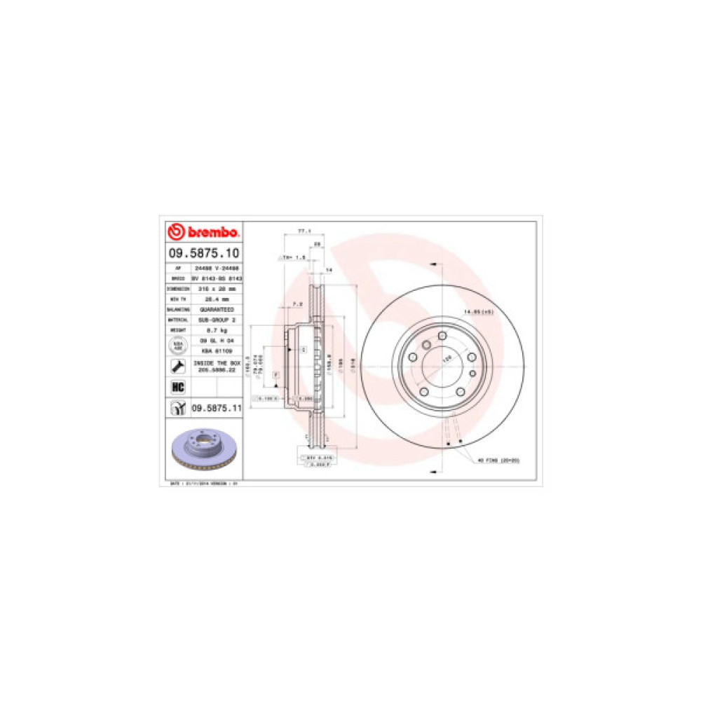 Гальмівний диск Brembo 09.5875.11