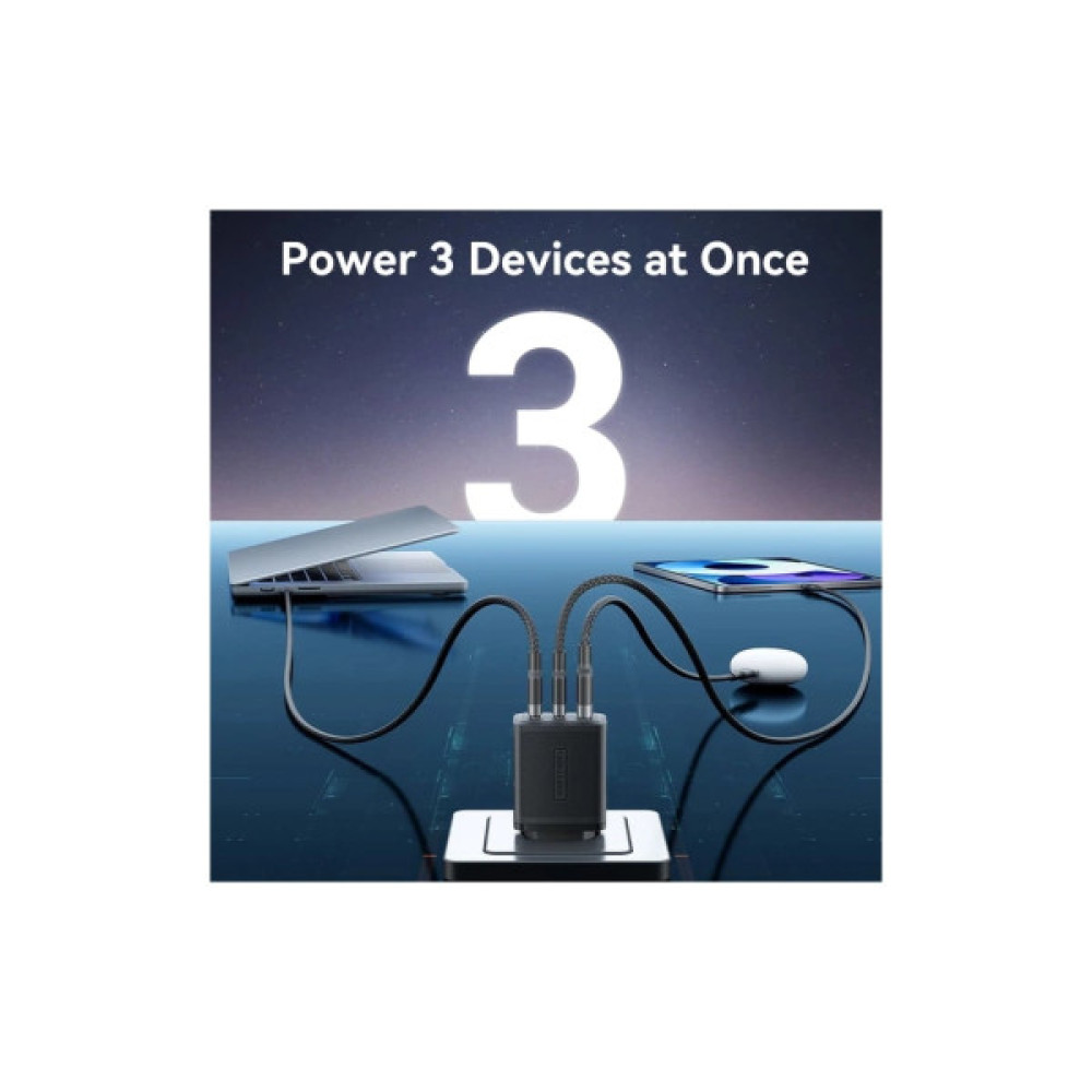 Зарядний пристрій Vention 2xUSB-C PD65W + 1xUSB QC3.0 60W GaN white (FERW0-EU)