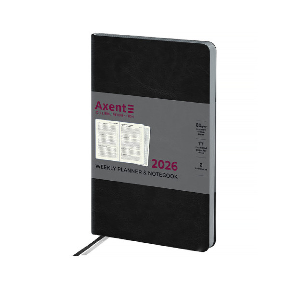 Тижневик Axent датований 2026 Partner City Soft 125х195, чорний (8521-26-01-A)