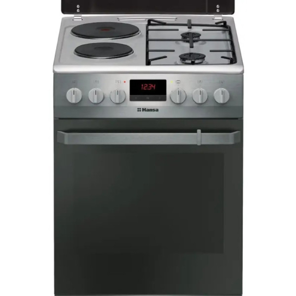 Плита Hansa з комбі. вар. поверхнею, 50х60см, 62л, емаль, газ контр., дисплей, нержавіюча сталь