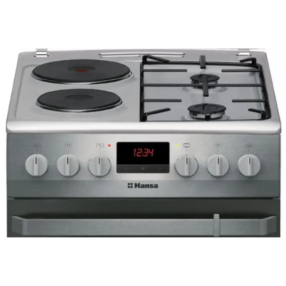 Плита Hansa з комбі. вар. поверхнею, 50х60см, 62л, емаль, газ контр., дисплей, нержавіюча сталь
