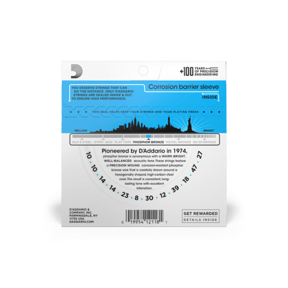 Струни для гітари D'Addario Phosphor Bronze Regular Light 12-String (10-47) (EJ38)