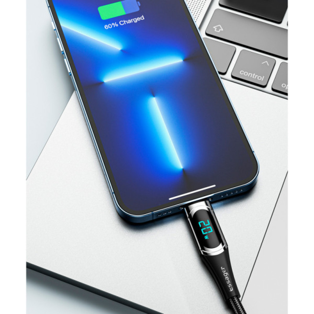 Дата кабель USB-C to Lightning 2.0m 20W Digital Display blue Essager (EXCTL-YDA03)