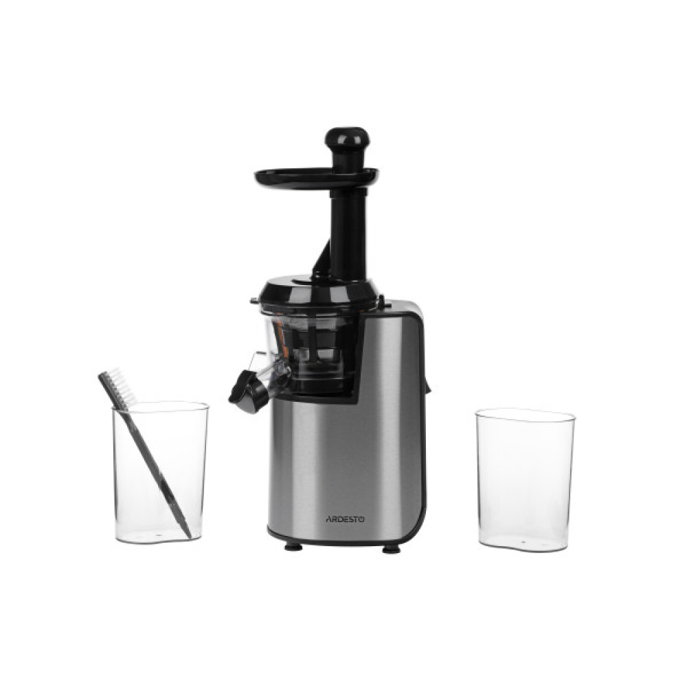 Соковитискач ARDESTO шнековий 200Вт, чаша-0.6л, жмих-0.6л, пластик/метал, сріблясто-чорний