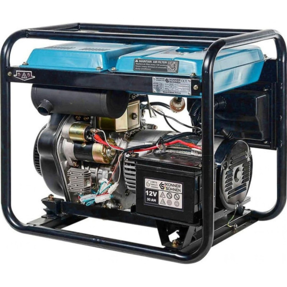 Генератор дизельний Konner&Sohnen KS 6100HDE (EURO V), 230В, 5.5/5.0кВт, електростартер, передстартовий підігрів, 107кг