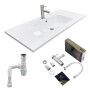 Набір для ванної кімнати, раковина, умивальник Adamant FLATE 100, штучний камінь, прямокут., з сифоном Click-Clack + змішувач