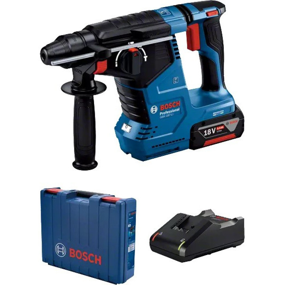 Перфоратор акумуляторний Bosch Professional GBH 187-LI SDS-plus 18В 1х5А·год 2.4Дж 3кг