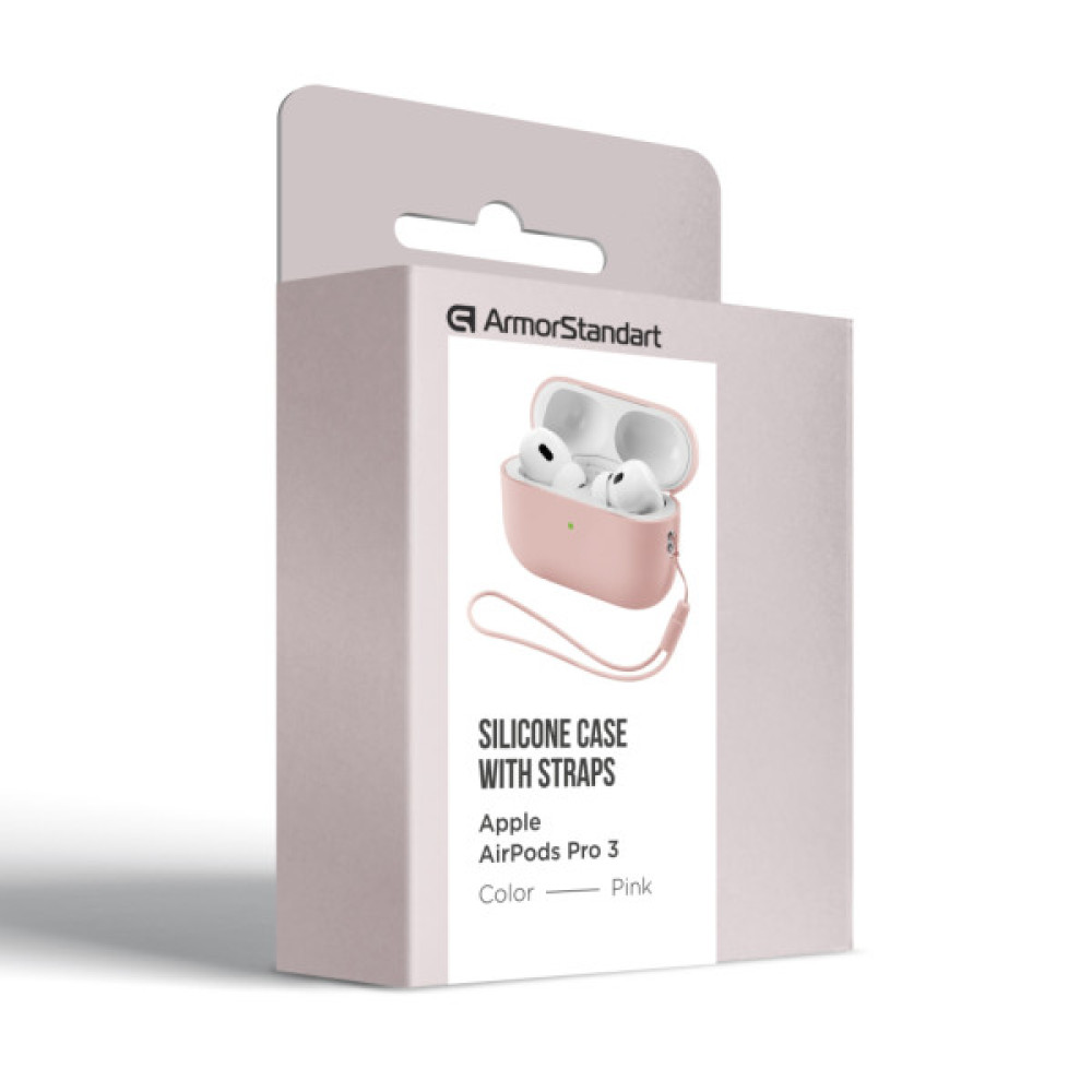 Чохол для навушників Armorstandart Silicone Case with straps For Apple AirPods Pro 3 Pink (ARM91283)