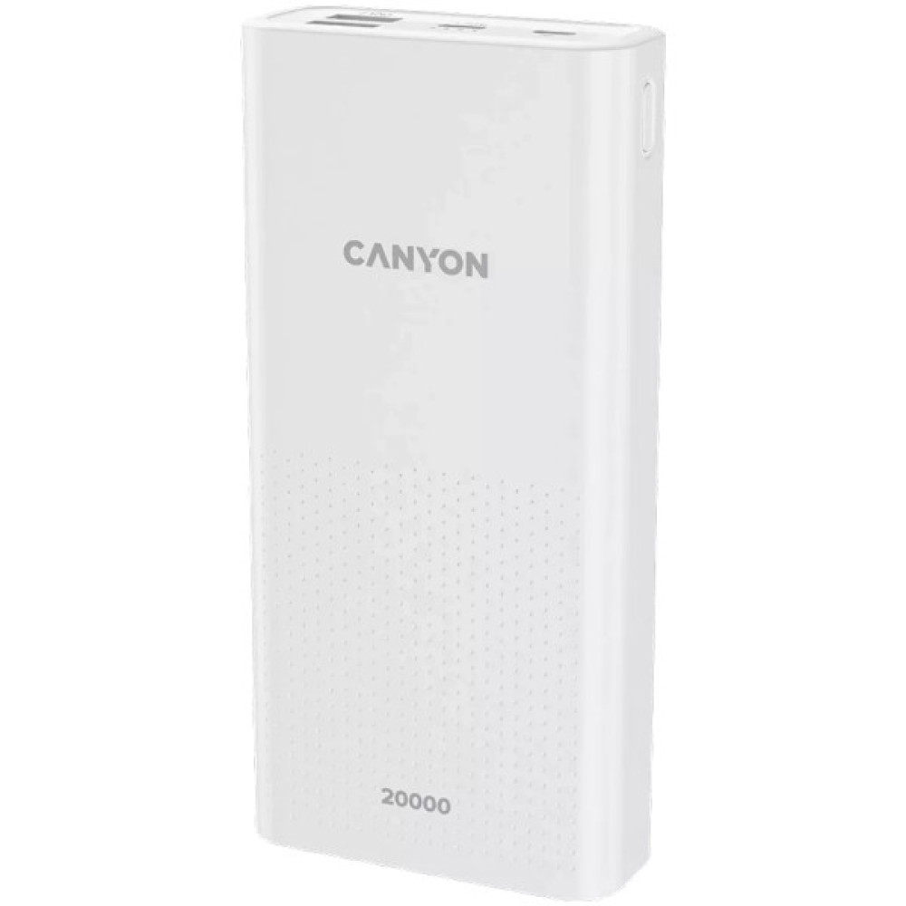 Батарея універсальна Canyon 20000mAh, Input 5V/2A, Output 5V/2.1A(Max), White (CNE-CPB2001W)