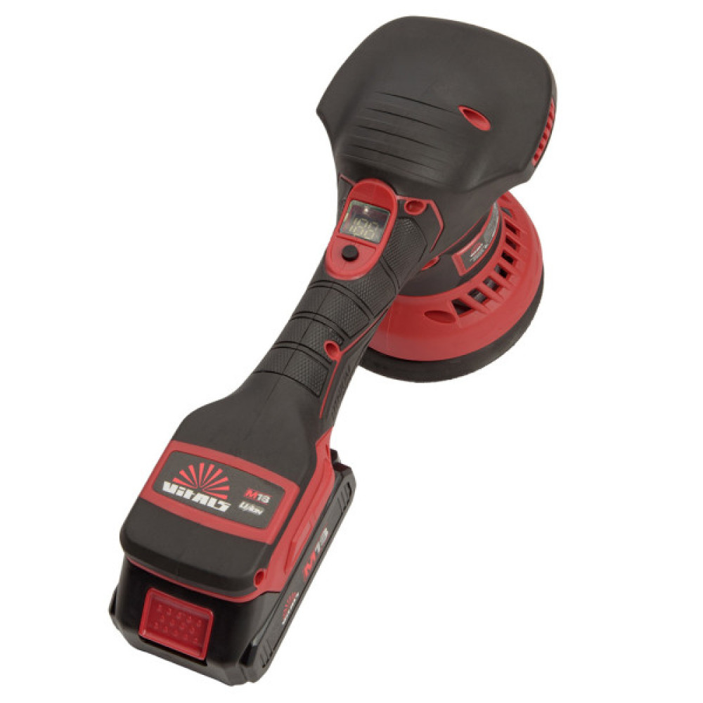Шліфувальна машина Vitals Master, PS 1812c BL Kit, 18V, 2Ah, 125мм, 0–5500об/хв, ЗП, 1.59кг (243620)
