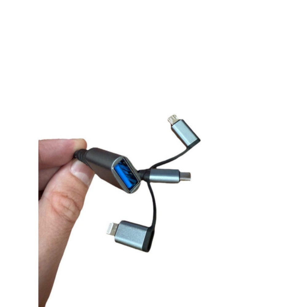 Дата кабель OTG USB 3.0 AF to USB-C + Micro 5P + Lightning 0.11m 60W XoKo (XK-AC-155)