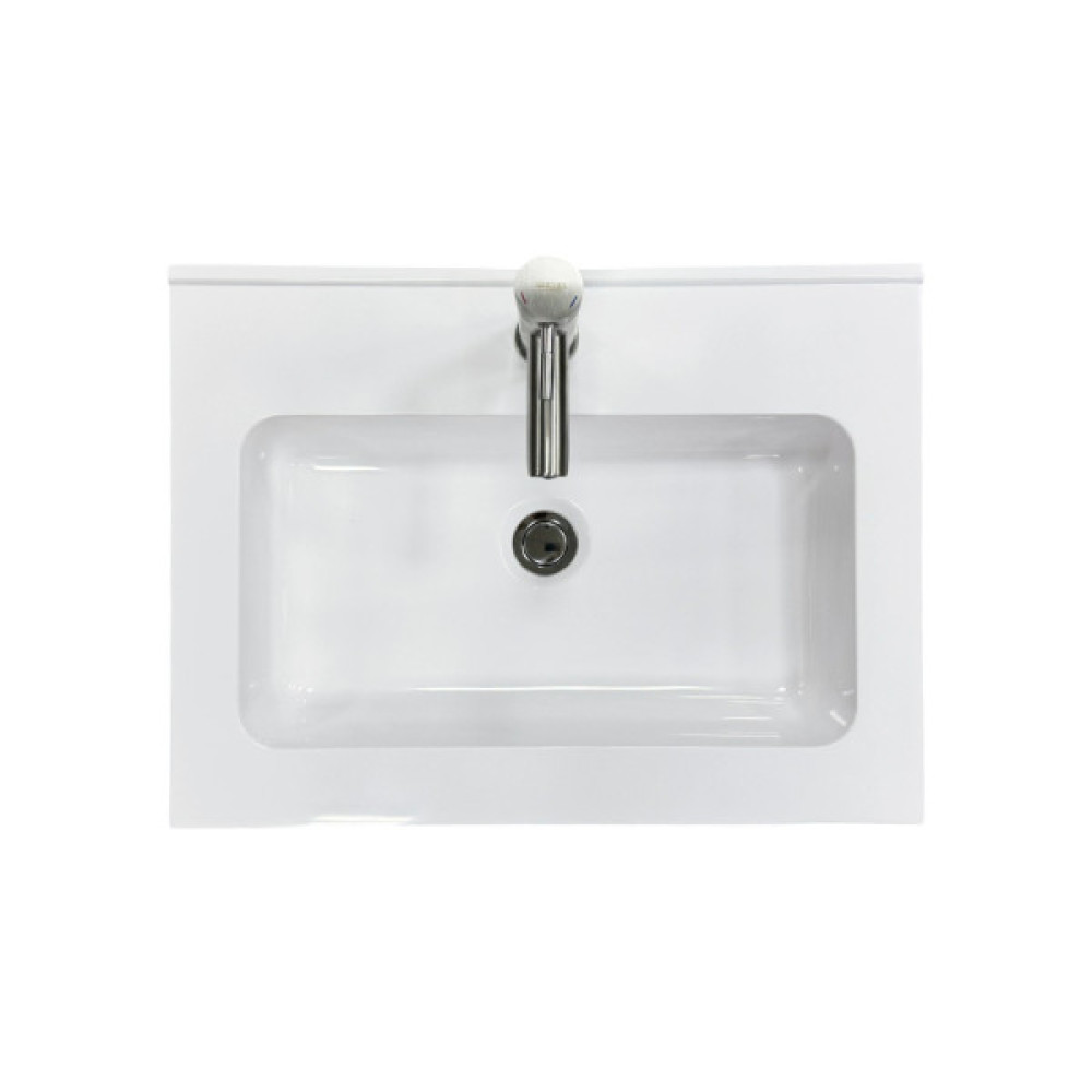 Набір для ванної кімнати, раковина, умивальник Adamant FLATE 60, штучний камінь, прямокут., з сифоном Click-Clack + змішувач