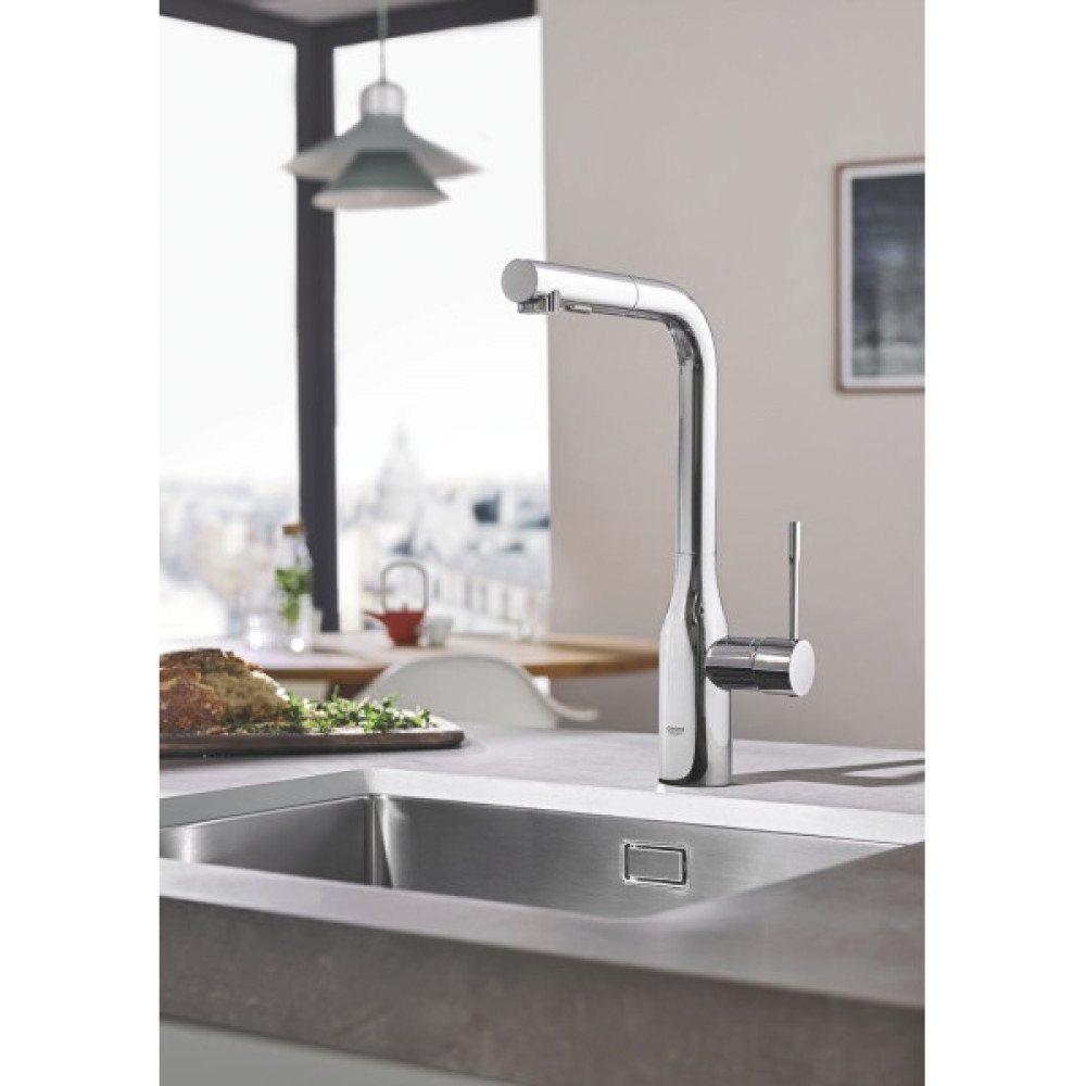 Змішувач для кухні Grohe Accent, довж.виливу - 204мм, поворотний/витяжний, 1важіль, хром