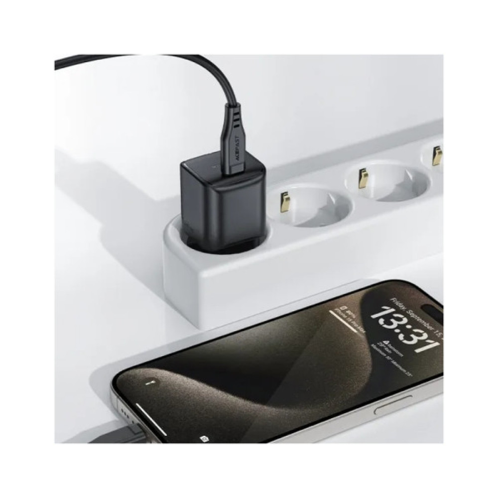 Зарядний пристрій Acefast USB-C 20W Gan A73 mini Fast Charger Black (6974316282648)