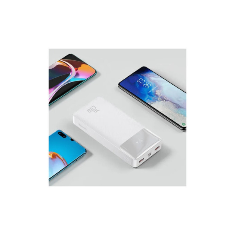 Батарея універсальна Baseus Bipow 20000mAh, Input(microUSB,Type-C), Output(2хUSB,Type-C), White (PPBD20K)
