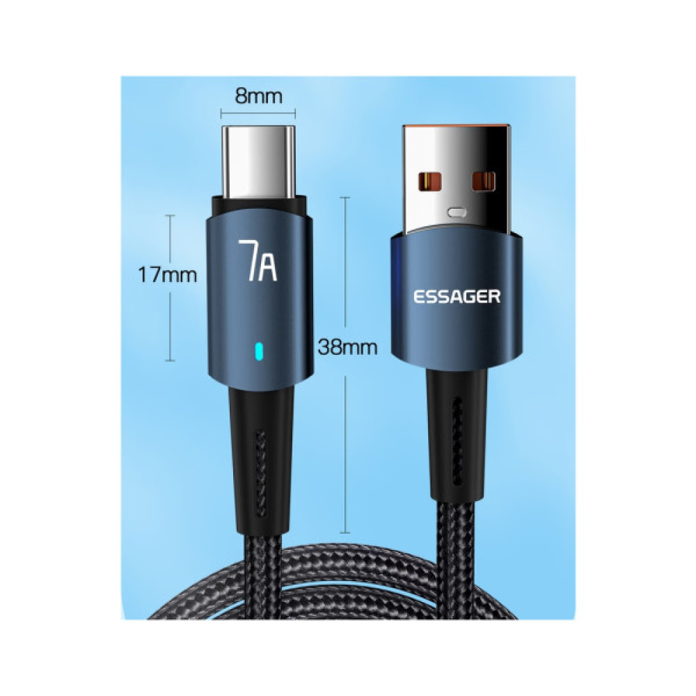 Дата кабель USB 2.0 AM to USB-C 1.0m 7A 100W blue Essager (EXC7A-CG03-P)
