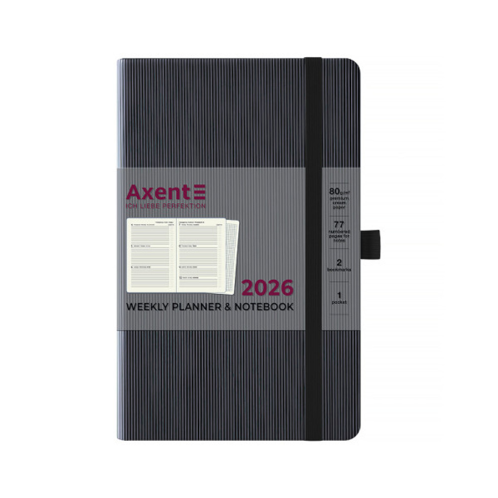 Тижневик Axent датований 2026 Partner Lines 125х195, чорний (8515-26-01-A)