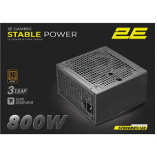 Блок живлення 2E GAMING Stable Power Pro ATX3.1 GEN5.0 (800W), >85%, 80+ Bronze, 120мм, 1xMB 24pin(20+4), 2xCPU 8pin(4+4), 3xMolex, 6xSATA, 4xPCIe 8pin(6+2), 1xPCIe GEN5 16pin