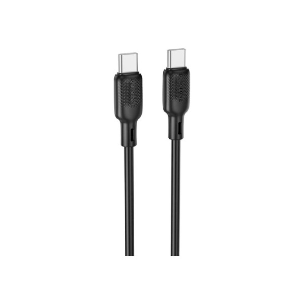 Дата кабель USB-C to USB-C 2.0m 60W Lenny silicone BX113 black BOROFONE (6941991115516)