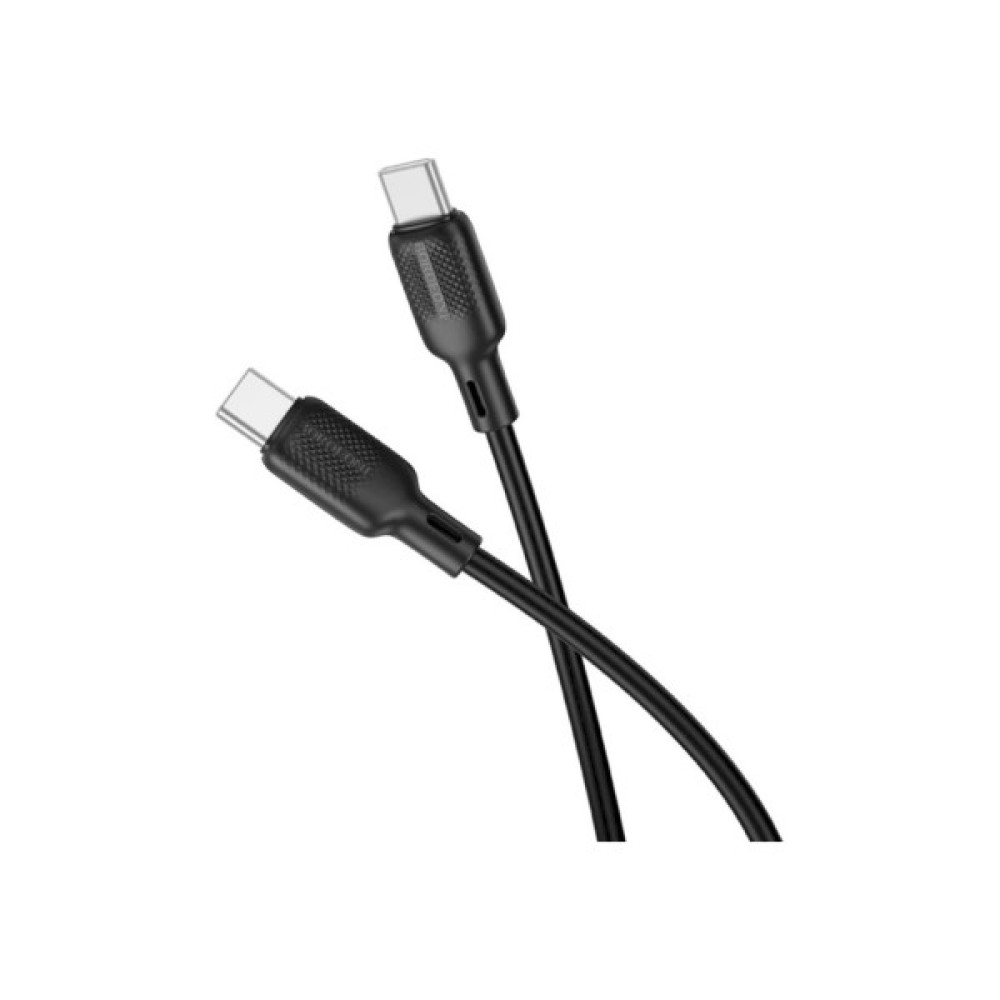 Дата кабель USB-C to USB-C 2.0m 60W Lenny silicone BX113 black BOROFONE (6941991115516)