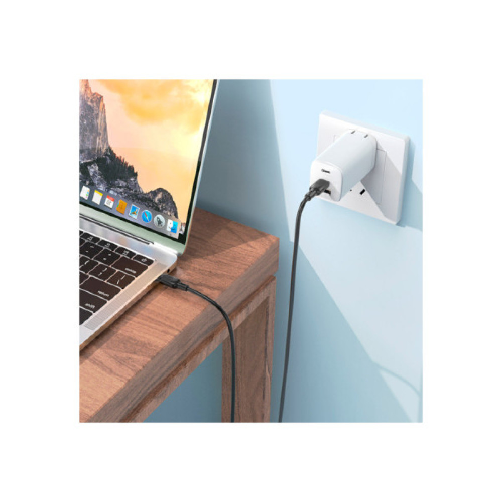 Дата кабель USB-C to USB-C 2.0m 60W Lenny silicone BX113 black BOROFONE (6941991115516)