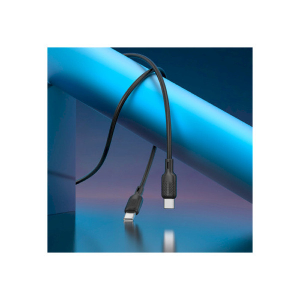 Дата кабель USB-C to USB-C 2.0m 60W Lenny silicone BX113 black BOROFONE (6941991115516)