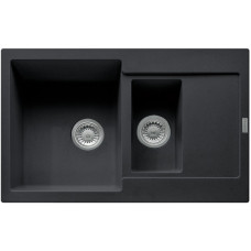 Мийка кухонна Franke Maris, фраграніт, прямокутник, з крилом, 780х500х200мм, чаша - 2, накладна, MRG 651-78, онікс