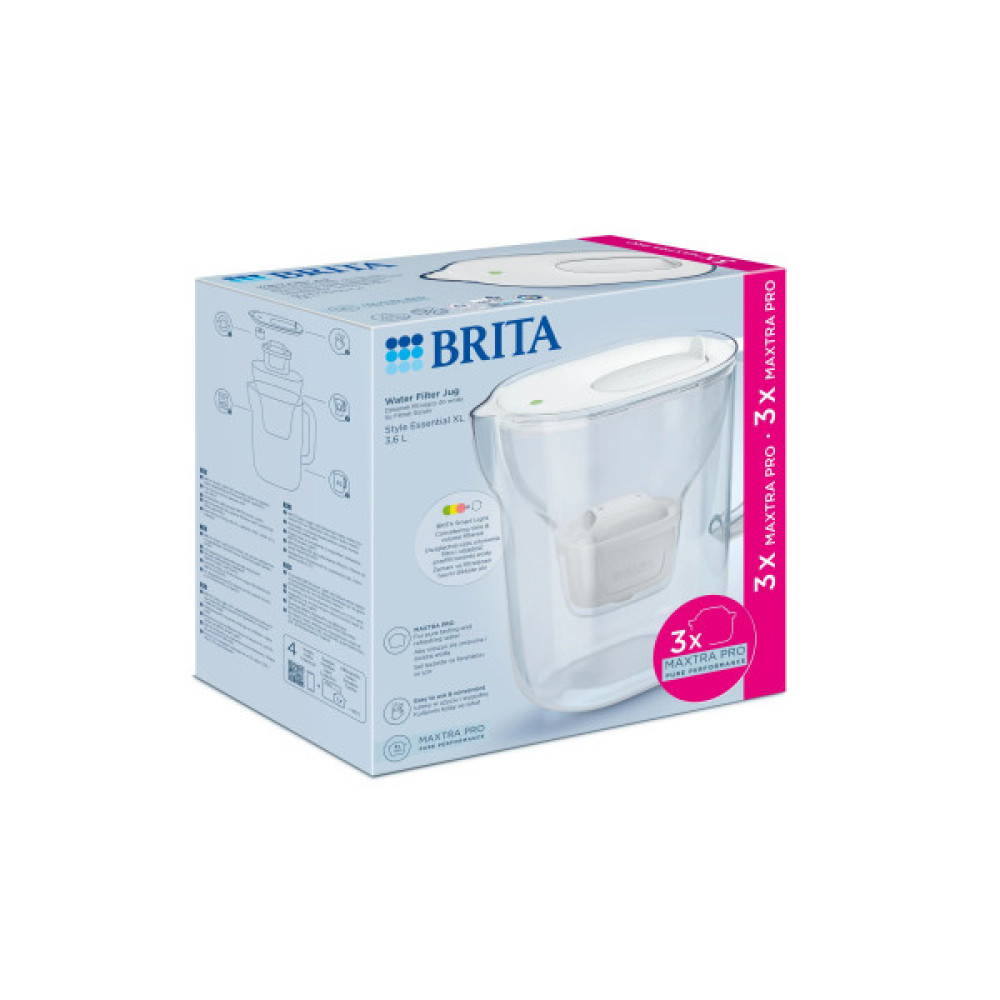 Фільтр-глечик Brita Style Essential XL MXPro 3.6л (2.3л очищеної води) + 3 картриджа білий