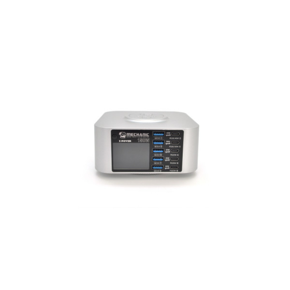 Зарядний пристрій MECHANIC 5xUSB-C PD + 5xUSB QC3.0 + Wireless Charging 15W LED indication 200W black (X-Power Plus-200W)