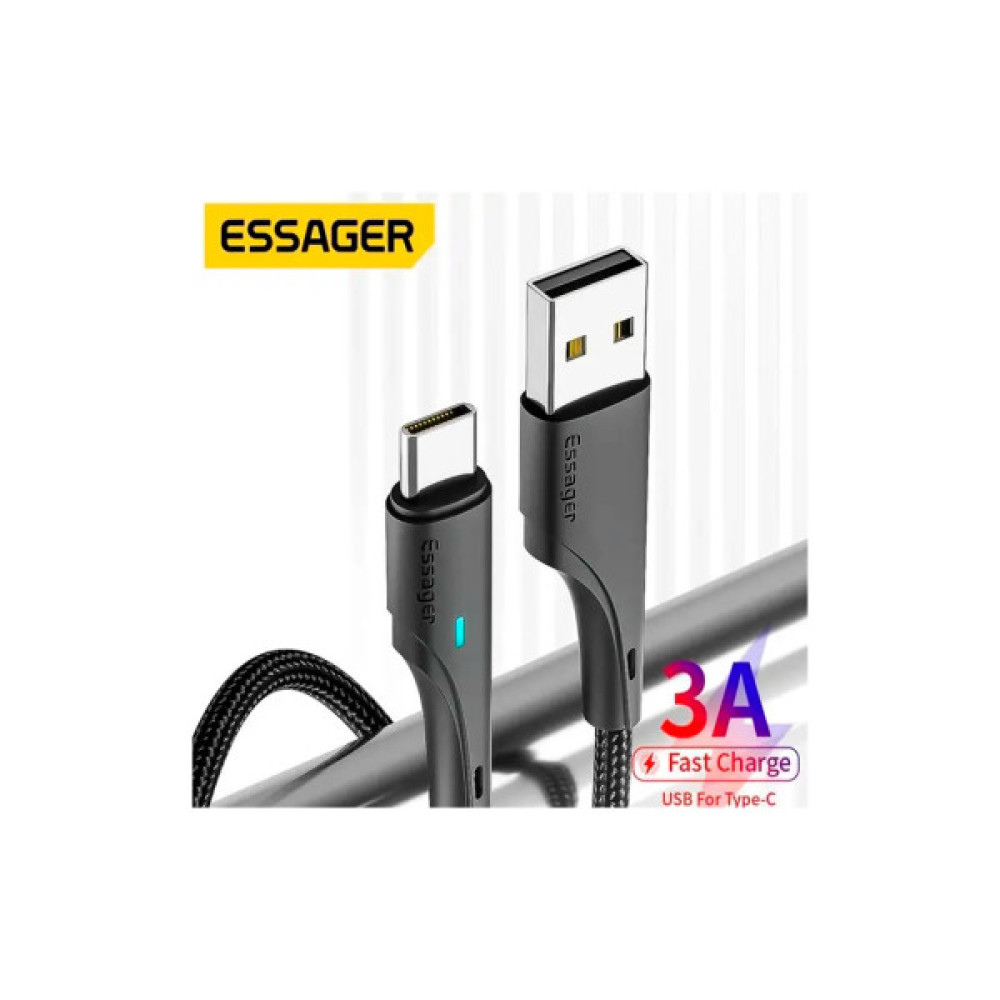 Дата кабель USB 2.0 AM to USB-C 3.0m black Essager (EXCT-LSC01)