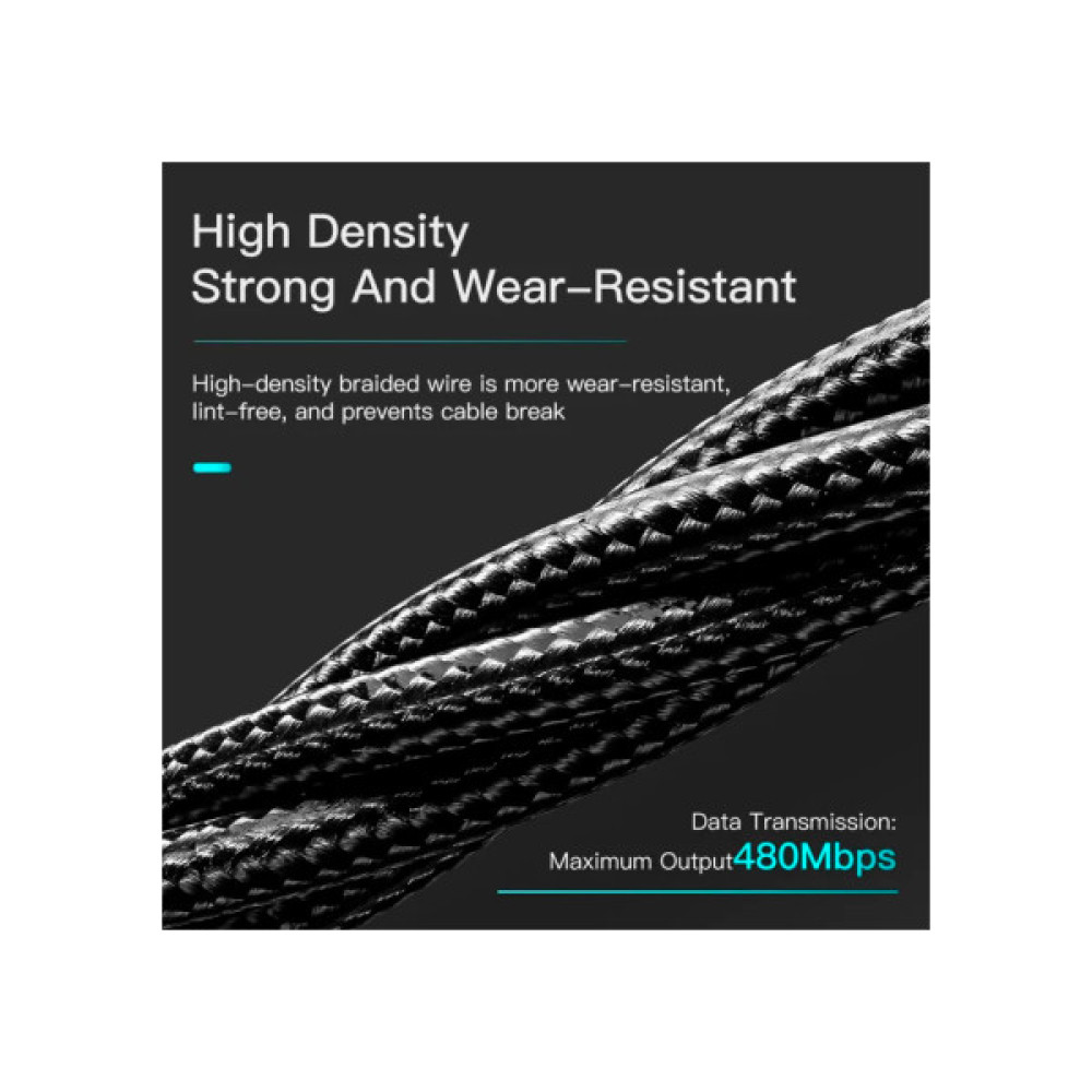 Дата кабель USB 2.0 AM to USB-C 3.0m black Essager (EXCT-LSC01)