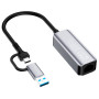 Адаптер USB-C + USB A to RJ45 Ethernet 1000Mbps ColorWay (CW-AD-CRG) Адаптер USB-C + USB A to RJ45 Ethernet 1000Mbps ColorWay (CW-AD-CRG)