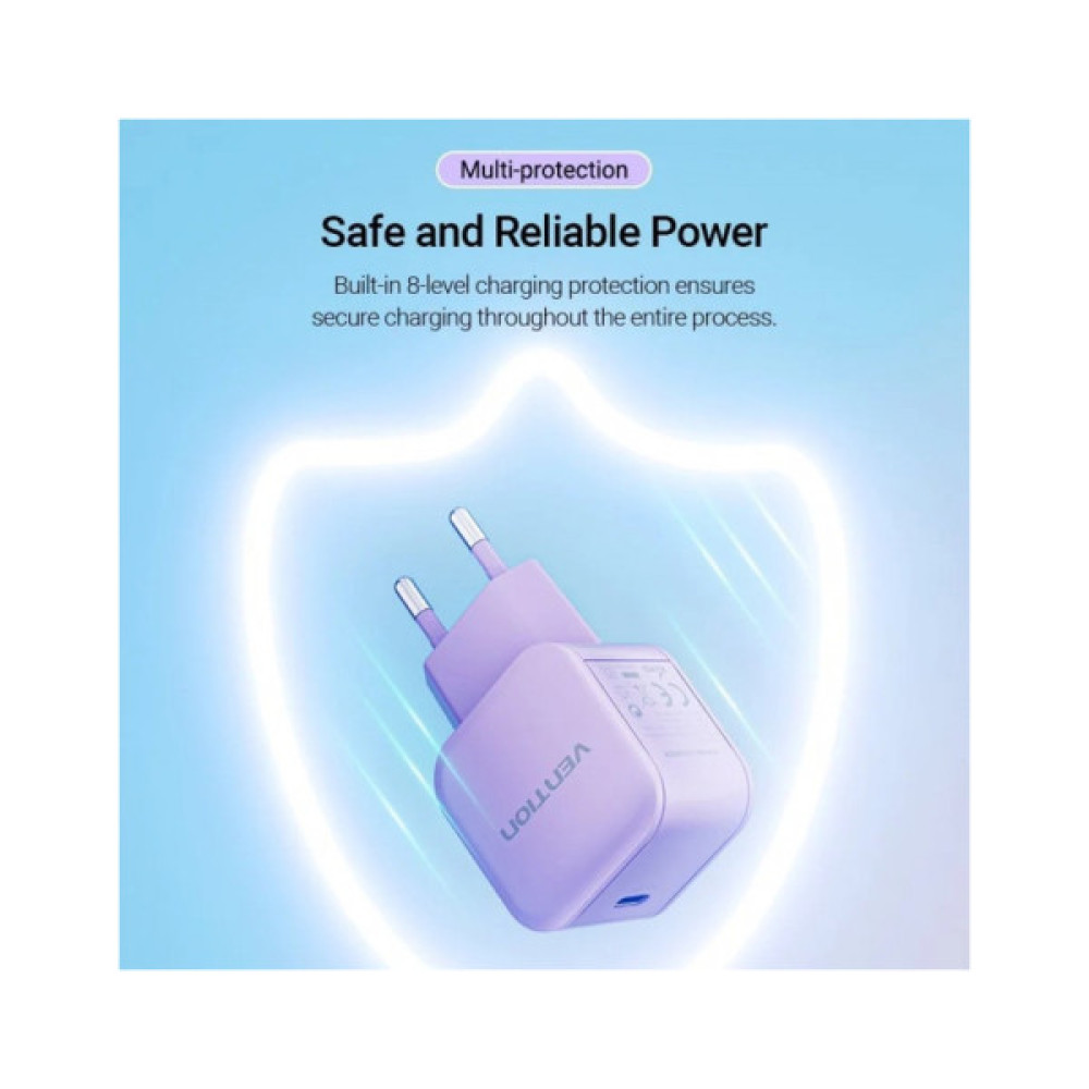 Зарядний пристрій VENTION 1xUSB-C 20W PD3.0/QC3.0 Purple (FEJV0-EU)