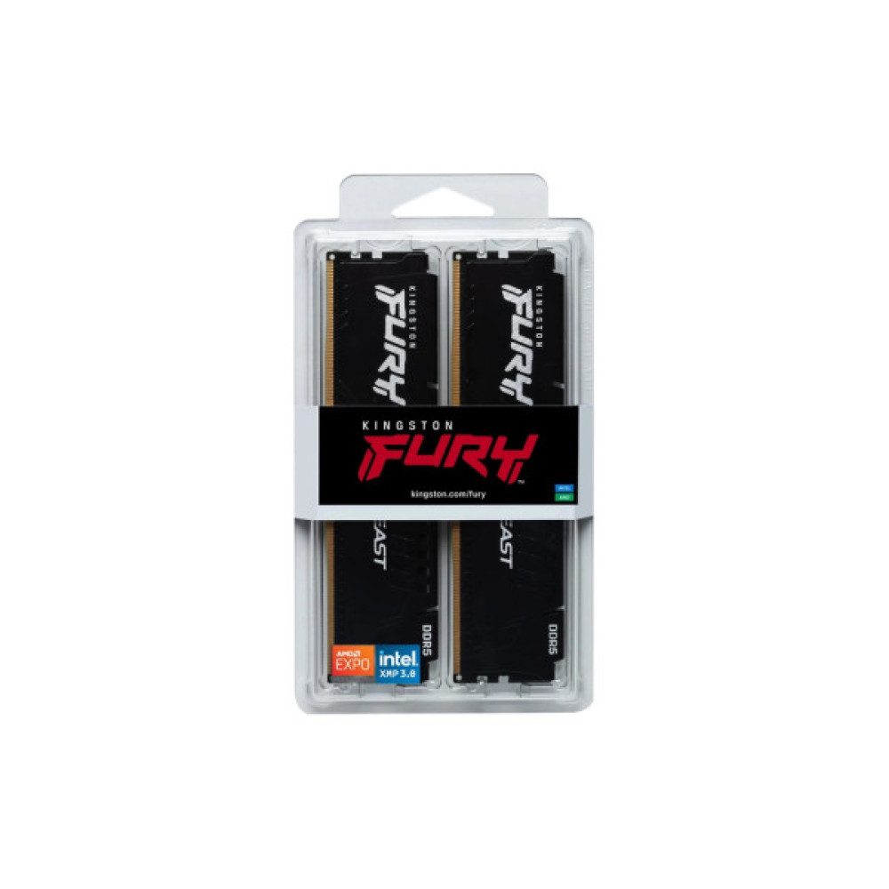 Модуль пам'яті для комп'ютера DDR5 128GB (2x64GB) 5600 MHz Beast Kingston Fury (ex.HyperX) (KF556C36BBEK2-128)