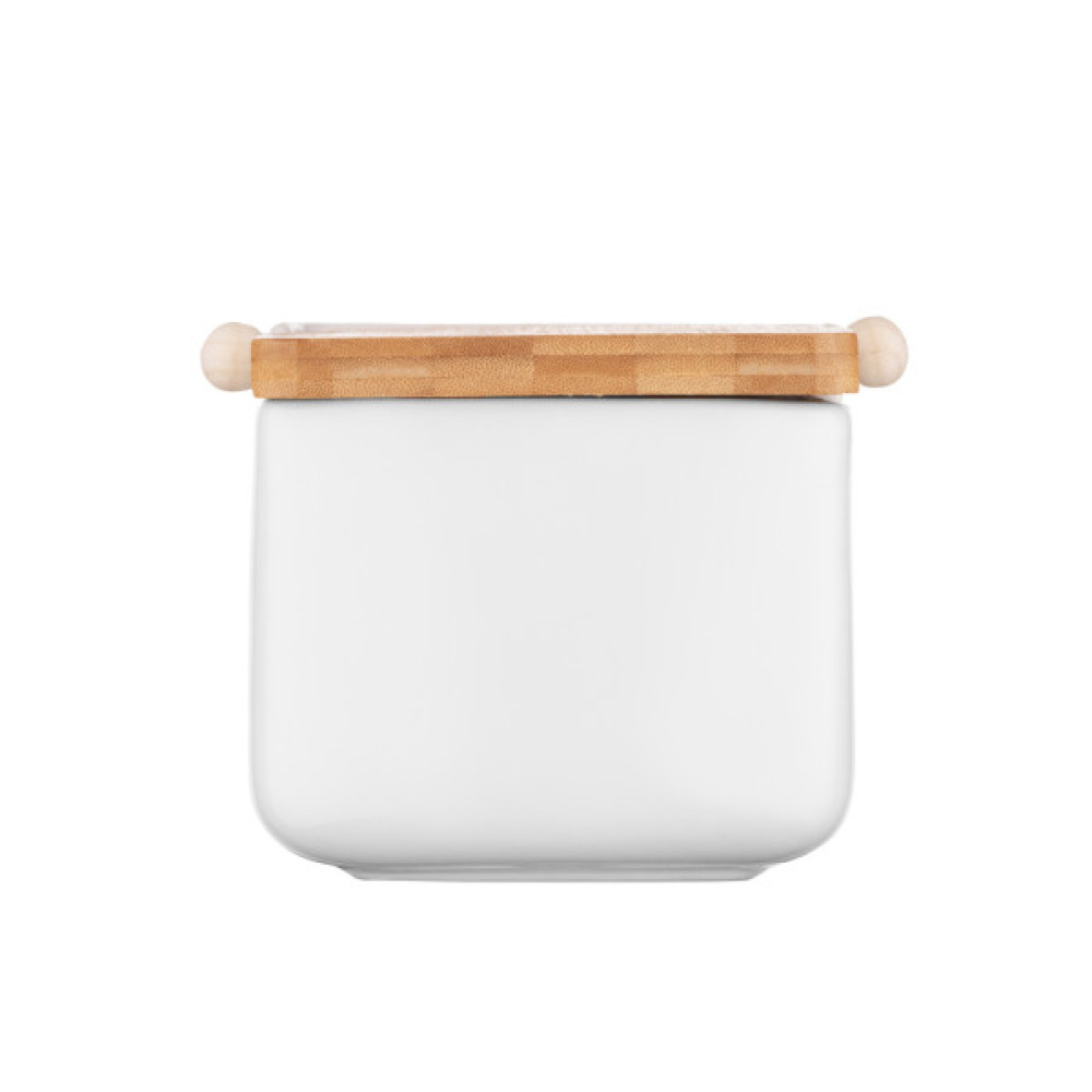 Цукорниця Ardesto Midori 12х12х11см, 840мл, кераміка, бамбук, біла (AR0907W)