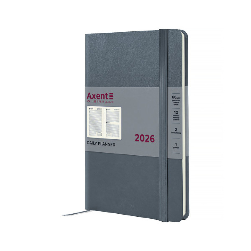 Тижневик Axent датований 2026 Partner Strong, 145х210, сірий (8819-26-62-A)