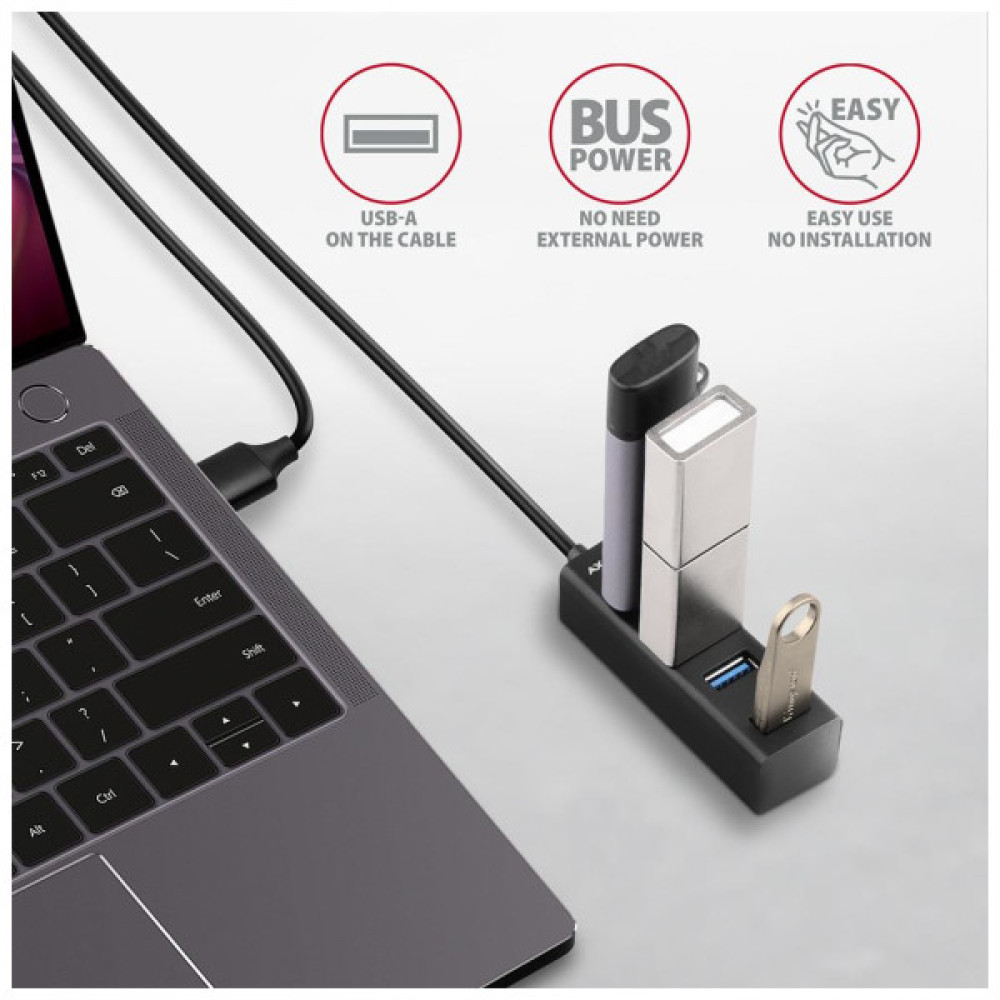 Концентратор AXAGON USB 3.1 to 4xUSB 3.0 1.2m black (HUE-M1AL)