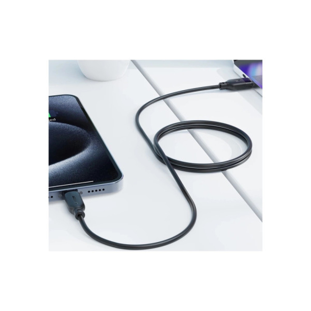 Дата кабель USB 2.0 AM to Lightning 2.0m 2.4A TPE black Acefast (6974316286271)