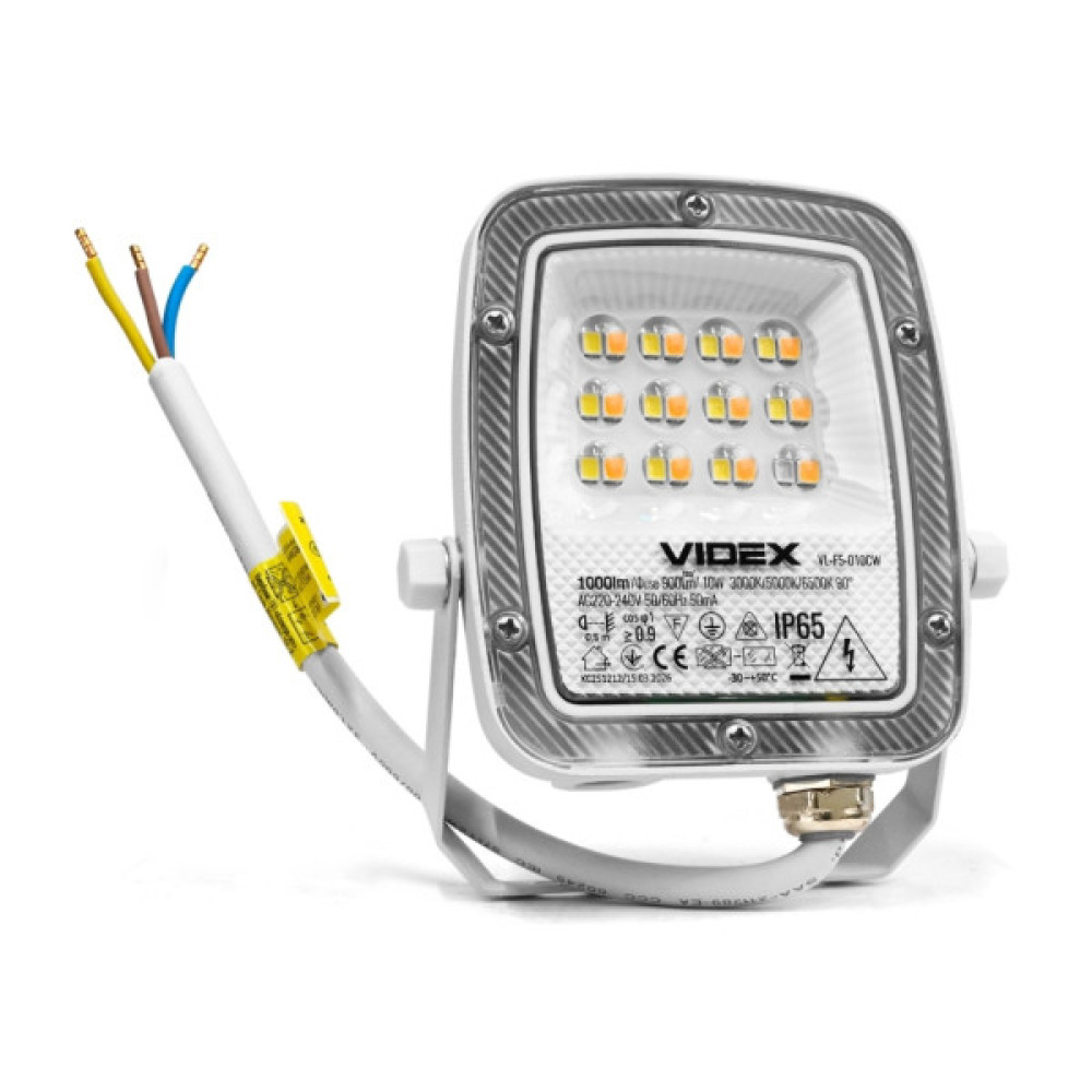 Прожектор Videx F5 10W 3000-5000-6500K 230V White (VL-F5-010CW)
