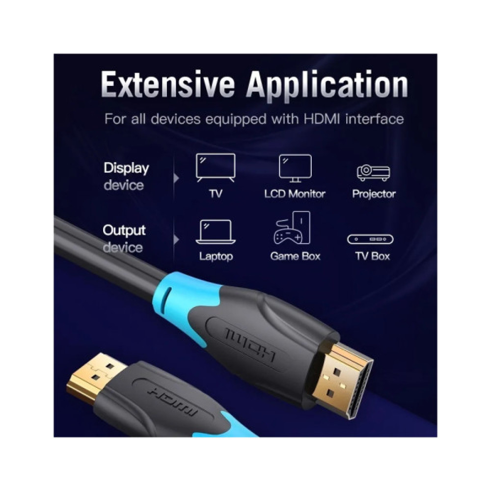 Кабель мультимедійний HDMI M to HDMI M 2.0m 4K60Hz black Vention (AAGBH)
