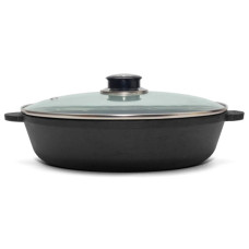 Сковорода Brizoll Monolith чавунна зі скляною кришкою 240х60 мм (M2460U-6)